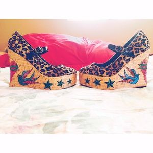 PENTHOUSE, tattoo, pin up, cheetah Mary Jane wedge